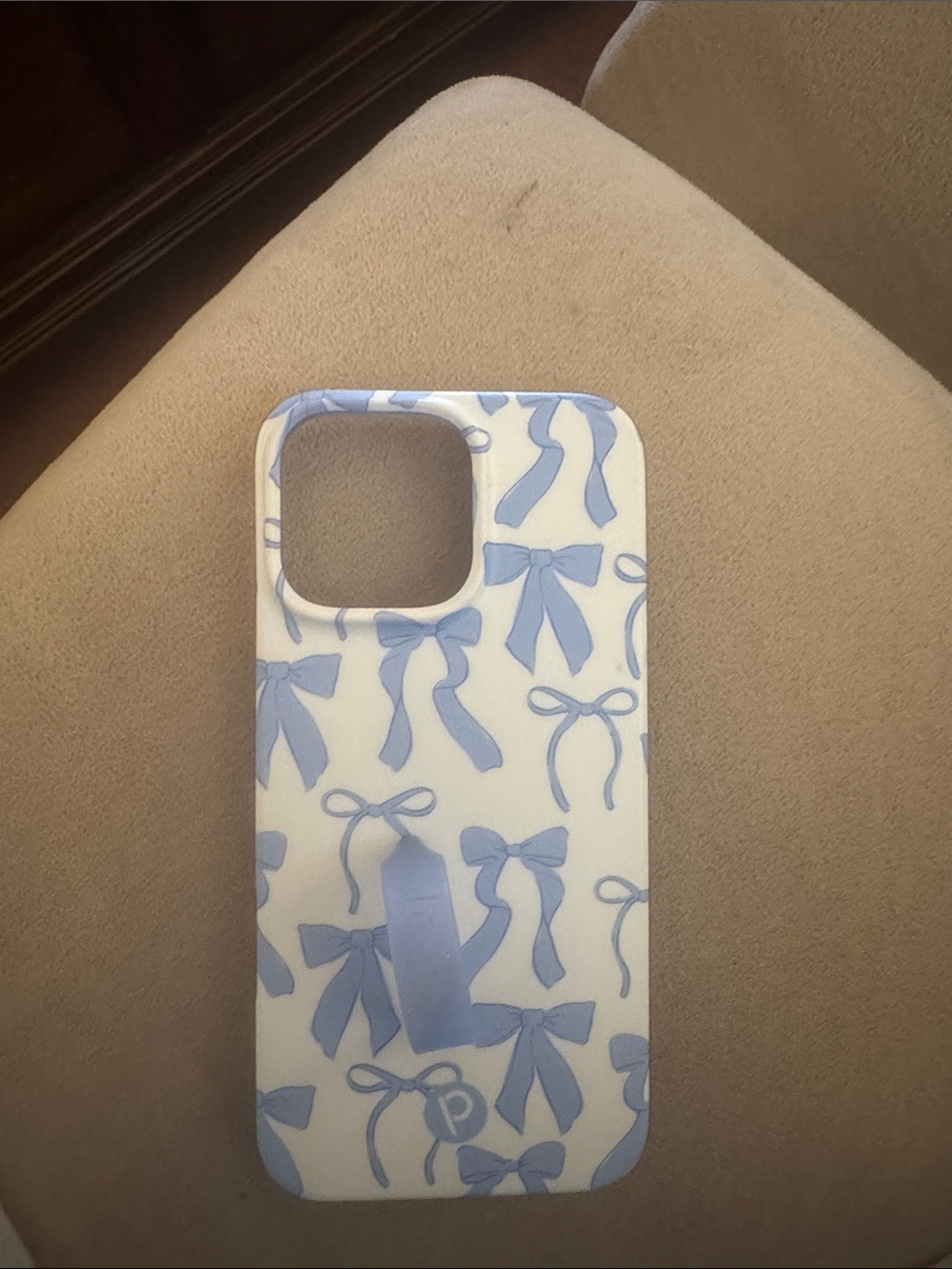 Blue Bow Pattern Phone Case - White & Light Blue